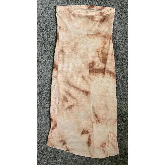 Y2K Brown Marbled Dye Crinkled Mesh Dress from Chelsey size Large - Picture 7 of 10